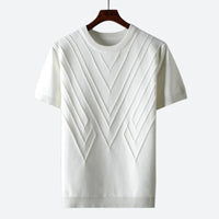 Herren Texturierter Strick T-Shirt – Weiß