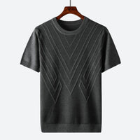 Herren Texturierter Strick T-Shirt – Grau