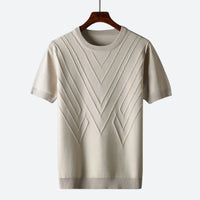 Herren Texturierter Strick T-Shirt – Aprikose