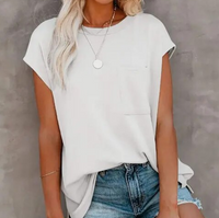 Lässiges Damen Oversize-Shirt mit Brusttasche | 100% Baumwolle | Locker geschnitten – Weiß