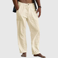 Damen Leinen-Hose mit Kordelzug - Casual Fit – Khaki