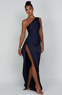 Damen Maxikleid Lang Elegant A-Linie – Marine