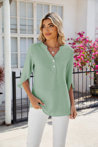 Agathey | V-Ausschnitt Damen-Bluse – Grün