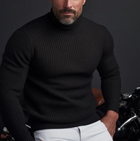 Rollkragenpullover Herren Elegant | Schmaler Schnitt – Schwarz