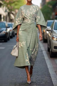 Elora - Luftiges Blumenkleid – Grün