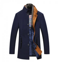Herren Wintermantel - Warm & Stilvoll mit Stehkragen – Dunkelblau