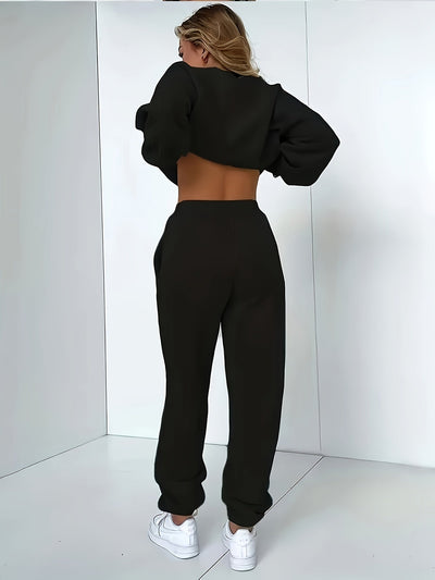 Bequemer Damen Jogginganzug für Herbst und Winter mit Rundhals-Pullover