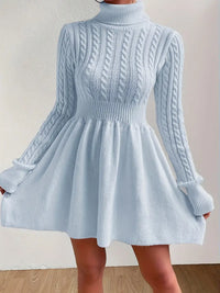 Damen A-Linien Pulloverkleid mit langen Ärmeln und femininem Schnitt – Blau
