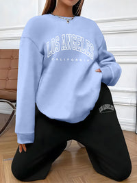 Bequemes Damen-Freizeitoutfit: Pullover und Jogginghose Set für kühle Tage – Hellblau/Schwarz