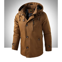 Herren Wintermantel Lang - Wasserdicht mit Kapuze und Praktischen Taschen – Braun