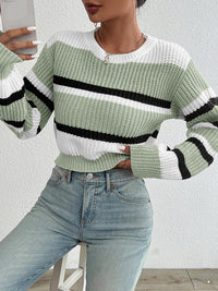 Damen Strickpullover aus Acryl - Oversized Fit mit Rundhals und Langen Ärmeln – Grün