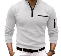 Sportlicher Herren Stehkragen-Pullover mit Reißverschluss – Weiß