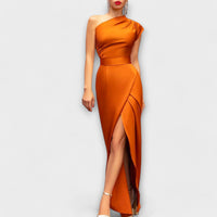 Elegantes Asymmetrisches Damen Abendkleid – Orange