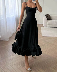 Damen Midi-Cocktailkleid elegant festlich – Schwarz