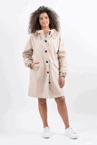 Wasserfeste Damen-Regenjacke mit Kapuze | Warm & Winddicht | Übergroße Passform – Beige