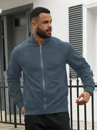Liashan | Herren Vintage-inspirierte Fleecejacke aus Wildleder – Casual Zip-Up – Blauer See