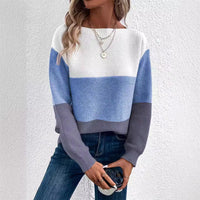 Birte | Vielseitiger Langarm Strickpullover – Blau