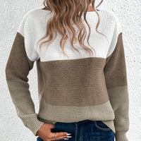 Birte | Vielseitiger Langarm Strickpullover – Braun