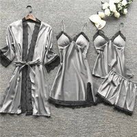 Sarina - Satin-Pyjama-Set – Grau