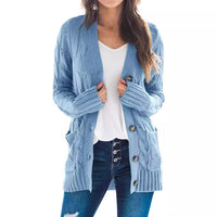 Petra | Lange Strickjacke Cardigan mit Langen Ärmeln – Hellblau