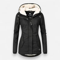 Wasserdichte Winterjacke für Damen mit Kapuze – Schwarz