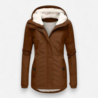 Wasserdichte Winterjacke für Damen mit Kapuze – Braun