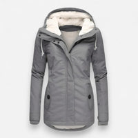 Wasserdichte Winterjacke für Damen mit Kapuze – Grau