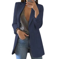 Damen Elegante Langer Blazer | Stilvoll – Marine Blau