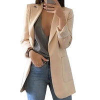 Damen Elegante Langer Blazer | Stilvoll – Aprikose