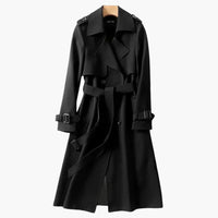 Langer Trenchcoat für Damen – Schwarz