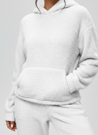 Weiches Lounge Set für Damen mit Hoodie – Weiß