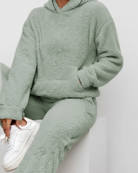 Weiches Lounge Set für Damen mit Hoodie – Grün