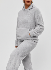 Weiches Lounge Set für Damen mit Hoodie – Grau