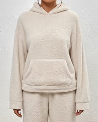 Weiches Lounge Set für Damen mit Hoodie – Beige