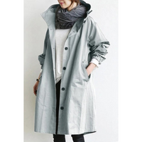 CELINE | Langer Trenchcoat mit Kapuze – Stilvoll & Funktional – Hellgrau
