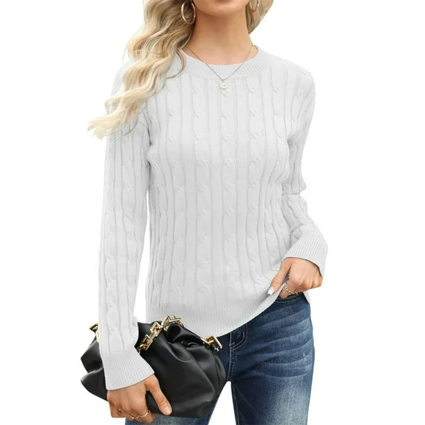 Seykahlah | Solider Strickpullover mit Rundhalsausschnitt, vielseitiger Pullover mit langen Ärmeln und hohlem Ausschnitt