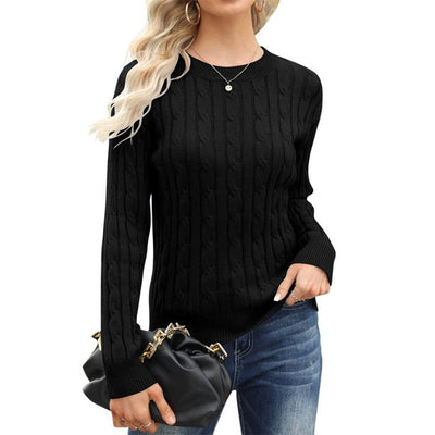 Seykahlah | Solider Strickpullover mit Rundhalsausschnitt, vielseitiger Pullover mit langen Ärmeln und hohlem Ausschnitt