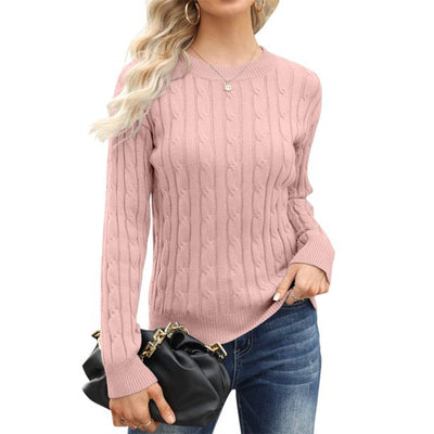 Seykahlah | Solider Strickpullover mit Rundhalsausschnitt, vielseitiger Pullover mit langen Ärmeln und hohlem Ausschnitt
