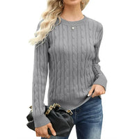 Seykahlah | Solider Strickpullover mit Rundhalsausschnitt, vielseitiger Pullover mit langen Ärmeln und hohlem Ausschnitt – Grau