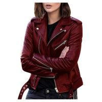 Andrea | Lässige Bikerjacke für mit Reißverschluss – Weinrot