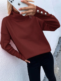 Kristin | Lässiger Rollkragen pullover aus Baumwolle – Burgunderrot