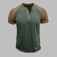 Henley T-Shirt für Herren – Leichtes Sommer T-Shirt mit Knopfleiste – Khaki-Grün