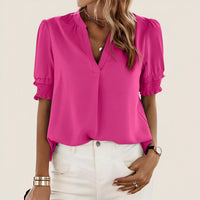Laura | Elegante Sommerbluse mit Puffärmeln – Rosa