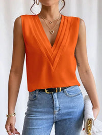 Leah | Elegante Sommer Kurzarm Bluse – Orange