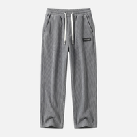 Oskar | Herren Leichte Casual Cordhose Kordelzug Taschen – Cord Hose Herren – Grau