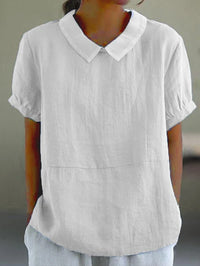Sommerbluse für Damen – Luftiges Kurzarmhemd mit klassischem Kragen – Weiß