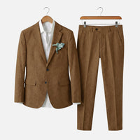Otto | Herren Leinen-Zweiteiler Fallendes Revers – Leinen Anzug Sommer Herren – Braun