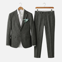 Otto | Herren Leinen-Zweiteiler Fallendes Revers – Leinen Anzug Sommer Herren – Schwarz