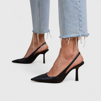 Amelia|Elegante und unterstützende orthopädische Absätze – Schwarz Leder