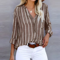 Lena | Elegante und bequeme gestreifte Bluse – Braun